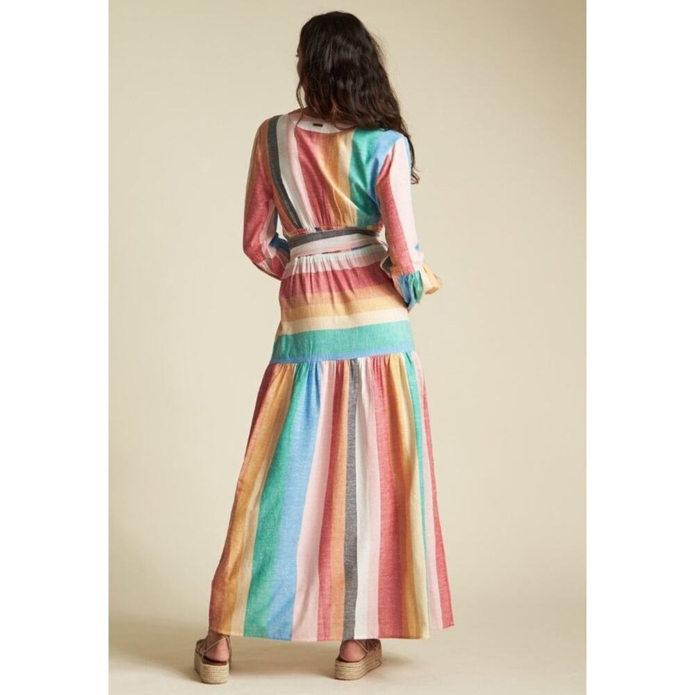 Billabong x Sincerely Jules rainbow striped vneck maxi dress Size XS Boho - Picture 2 of 11